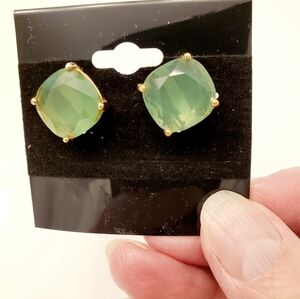 Kate Spade Green Stone and Gold Tone Stud Earrings, Gorgeous
